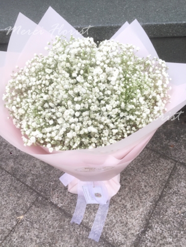 **KBQ07** Star Flower Round Bouquet - White<br>滿天星 圓形花束 - 白色