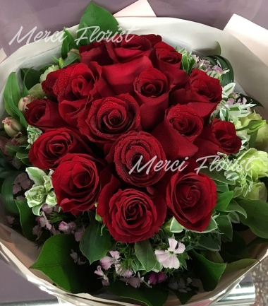 **BQ10** Rose Grouping Round Bouquet - Red - 18 pcs (Many colors combination) <br>玫瑰圓形花束 - 紅色 - 18 枝 (有其他顏色選擇)