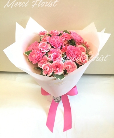**KBQ51** Carnation & Mini Carnation Round Bouquet - Pink<br>康乃馨 及 小康乃馨 圓形花束 - 粉色