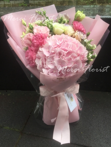 **KBQ122** Hydrangea Long Bouquet - Pink<br>繡球 長形花束 - 粉色