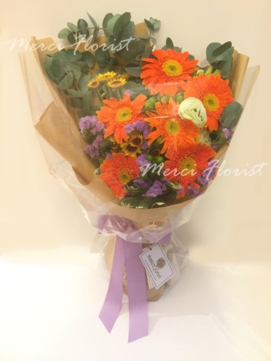 **KMBQ68** Gerbera Long Bouquet - Orange- 6 pcs<br>太陽花 長形花束 - 橙色 - 6 枝