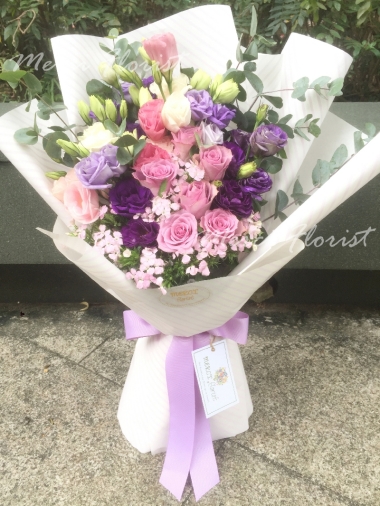 **KBQ25** Purple Rose Long Bouquet - 12 pcs<br>紫色玫瑰長形花束 - 12枝
