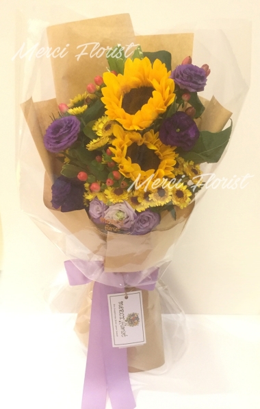 **KBQ70** Sun Flower Long Bouquet - 2pcs<br>向日葵 長形花束 - 2枝